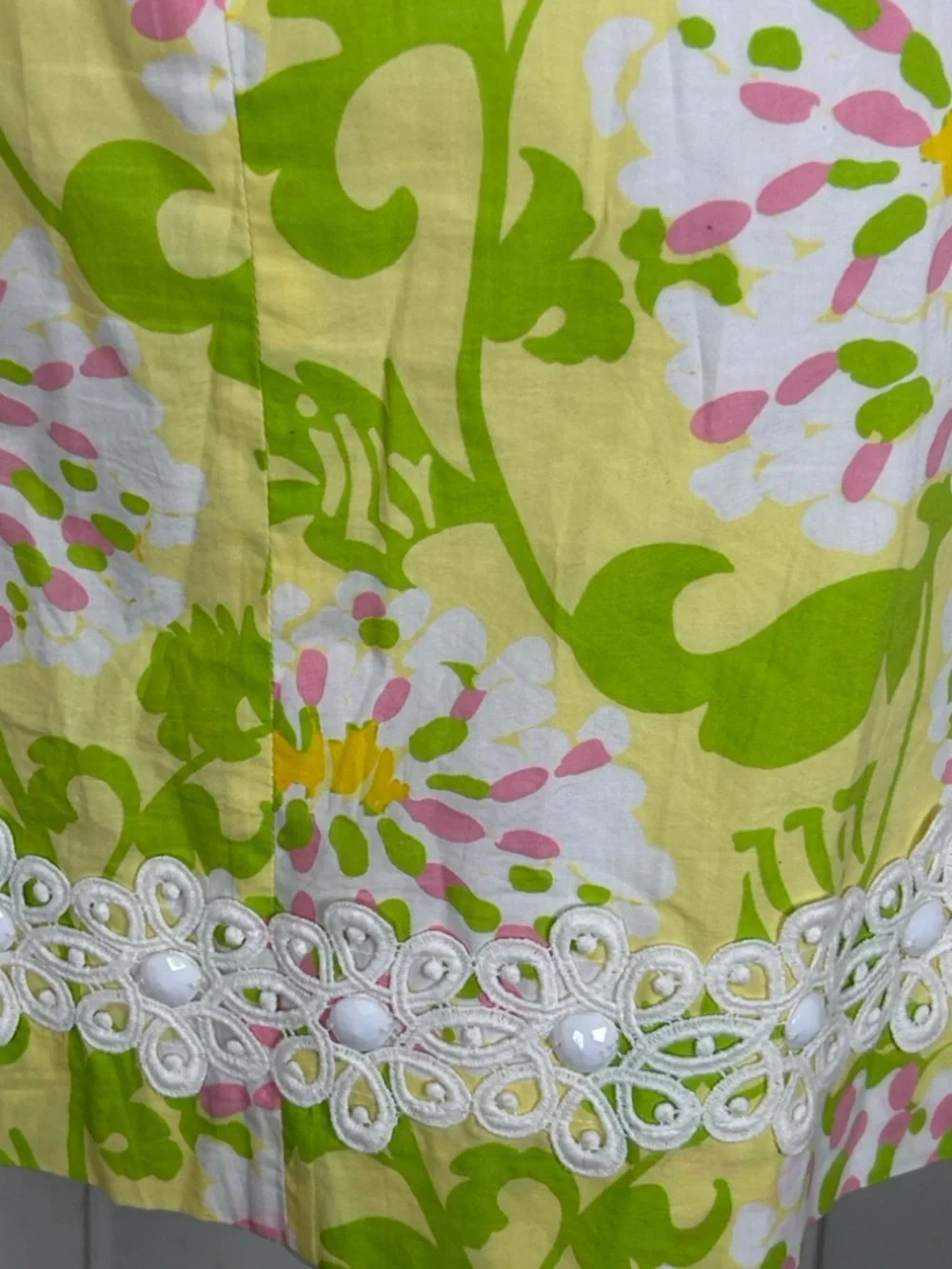 Lilly Pulitzer Jubilee Floral Strapless Dress Size 10 Beaded Lace Trim Fit Flare - Picture 6 of 8